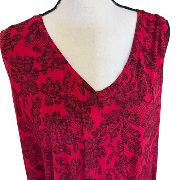 Lane Bryant Womens Red Black Floral Tank Top 18/20 Stretch Plus Size Whimsigoth - Picture 4 of 8